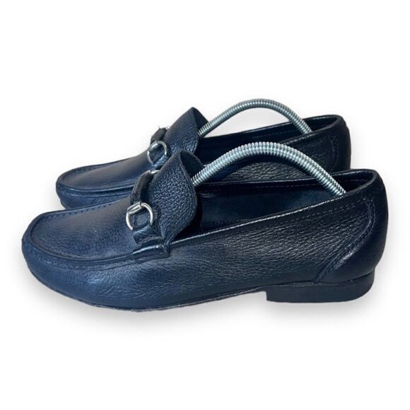 Sandrino by Sandro Moscoloni Black Leather Horse Bit Style Loafers Men's 8.5 - Picture 2 of 11